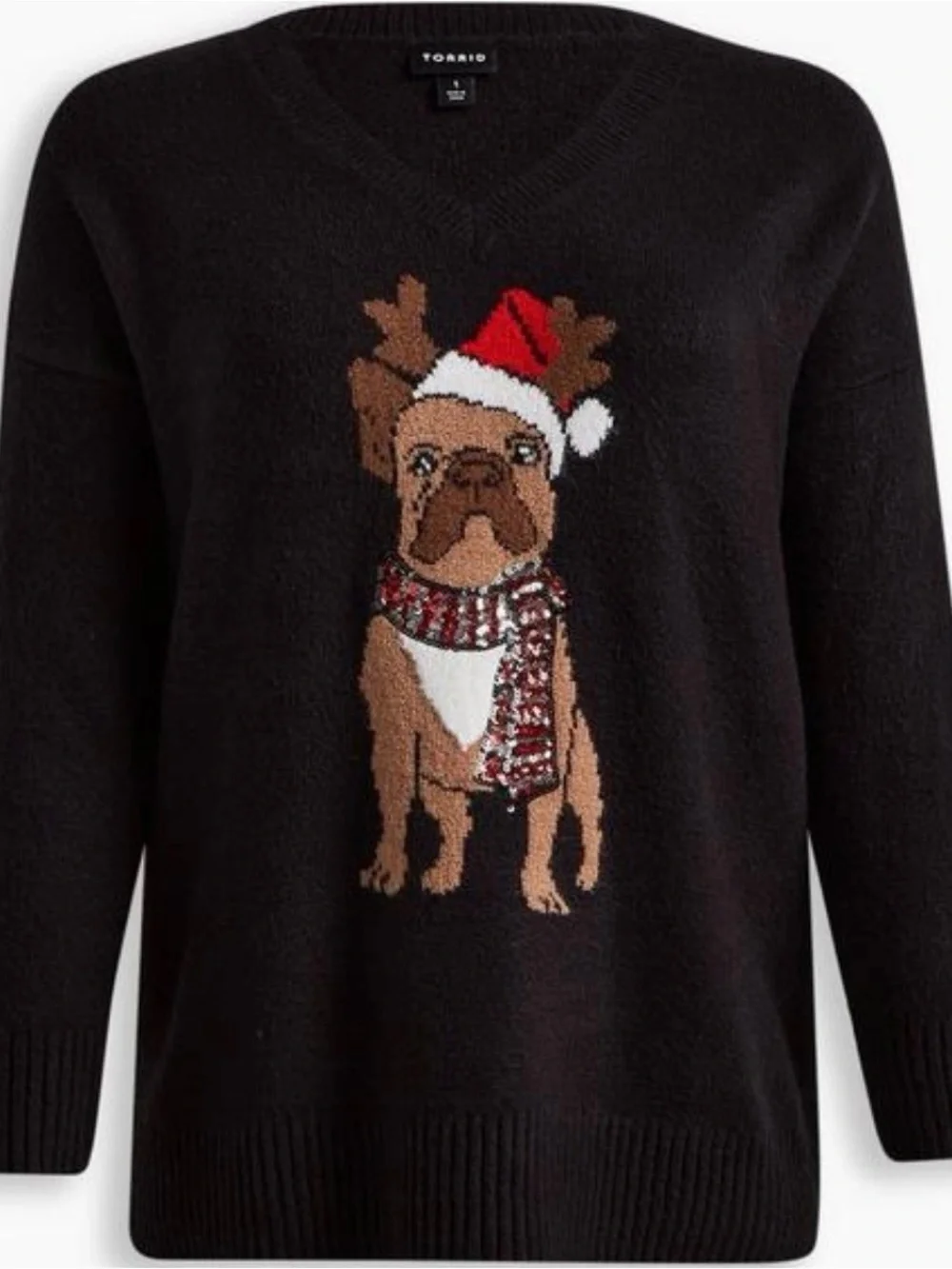 NWT Size 4x Tore Black Frenchie Holiday Dog Graphic Slouchy Tunic
